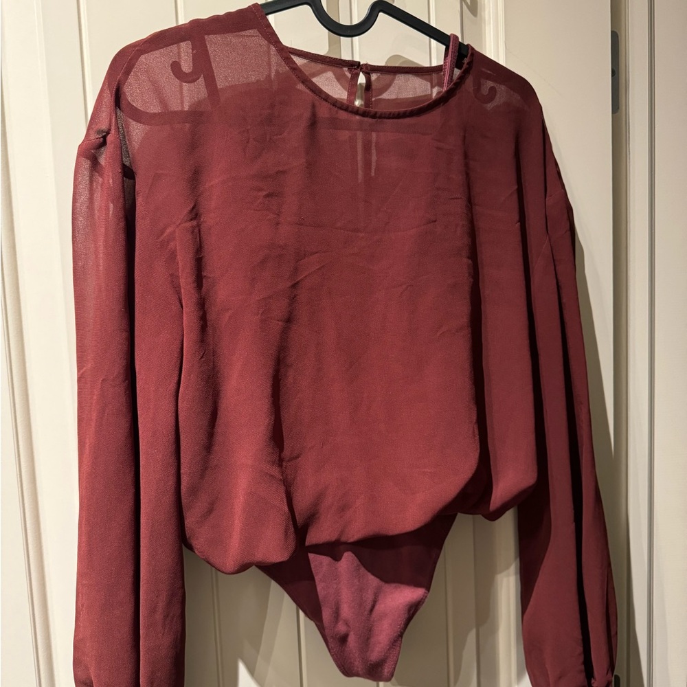Aritzia shear rust blouse/bodysuit XS
